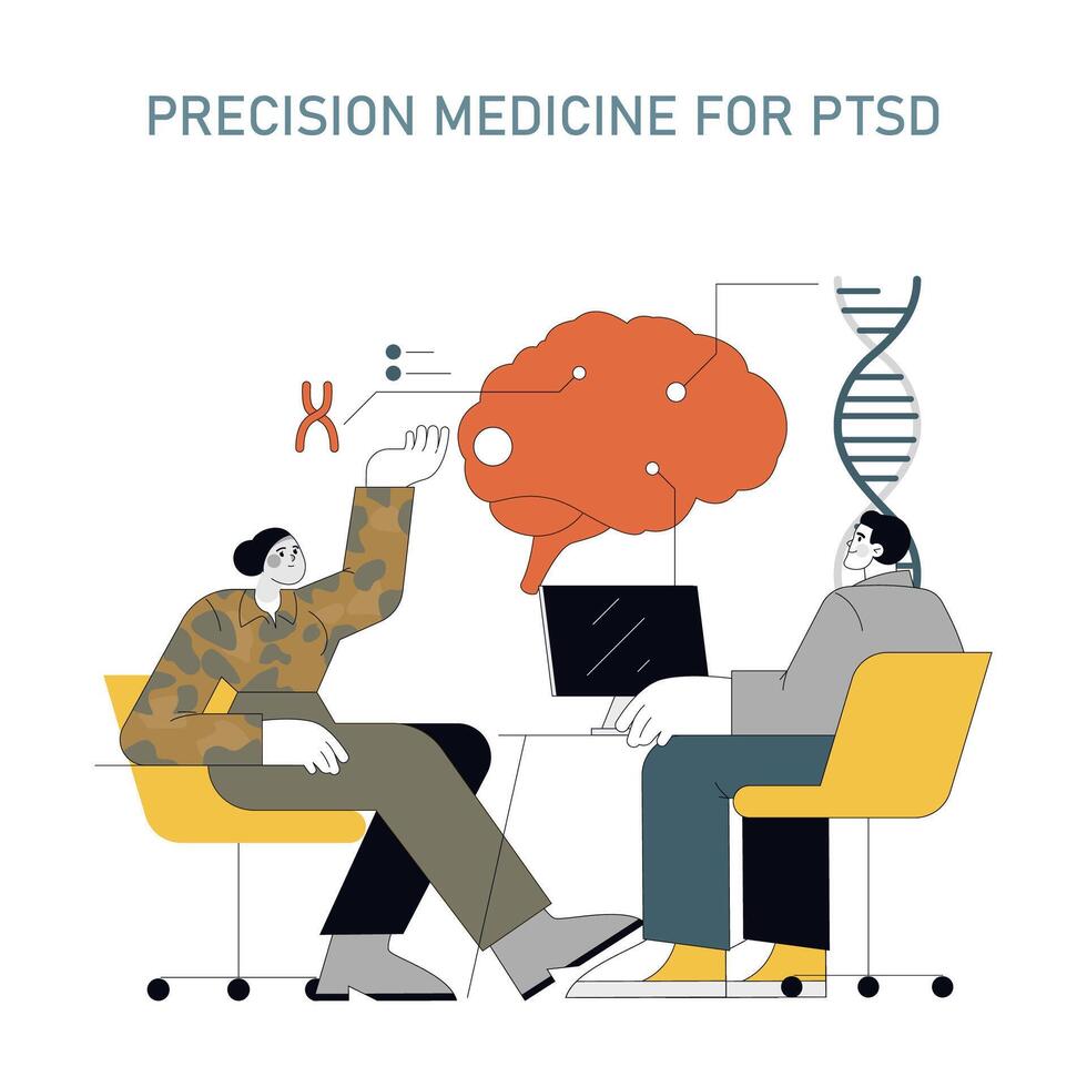 PTSD Prevention in First Responders. Flat Illustration vector