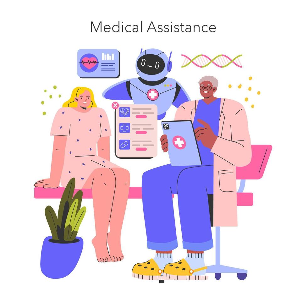 Robot Assistants. Flat Illustration vector