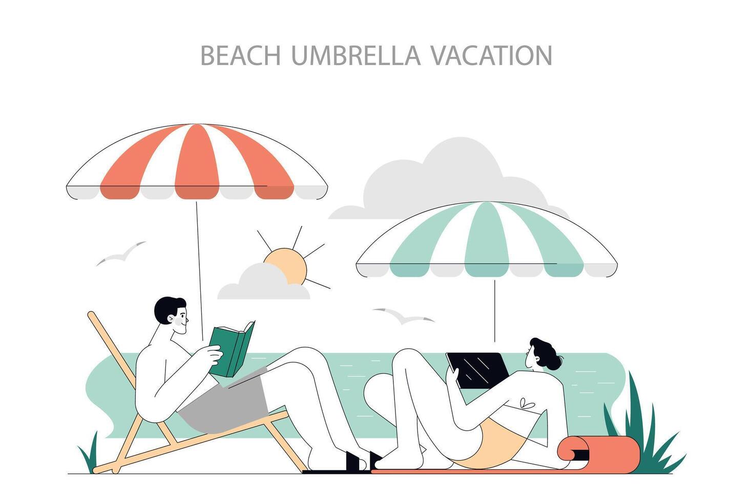 Summer Activities. Flat Illustration vector