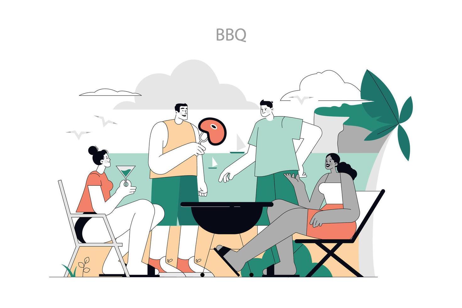 Summer Activities. Flat Illustration vector