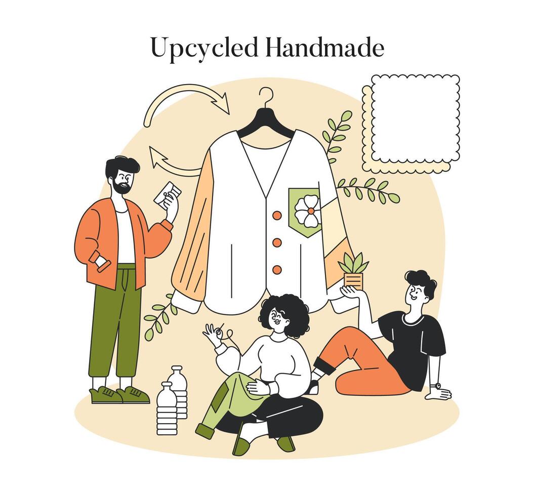 Upcycled Handmade. Flat Illustration vector