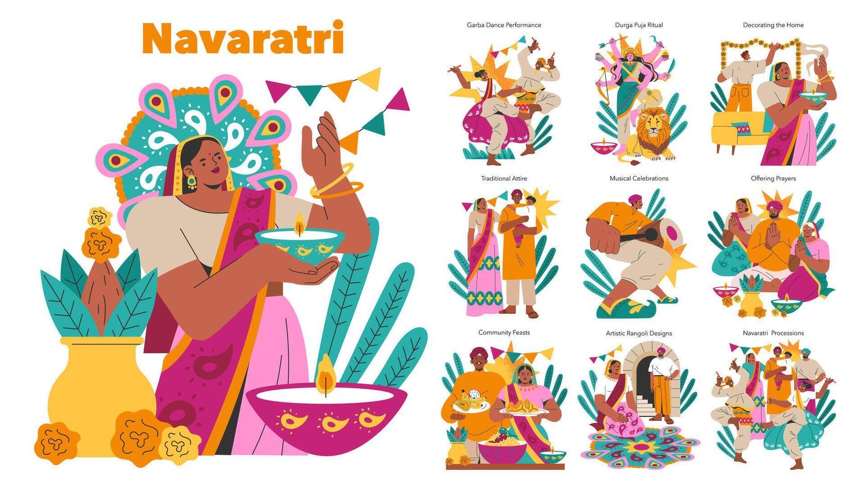 Navaratri. Flat Illustration vector