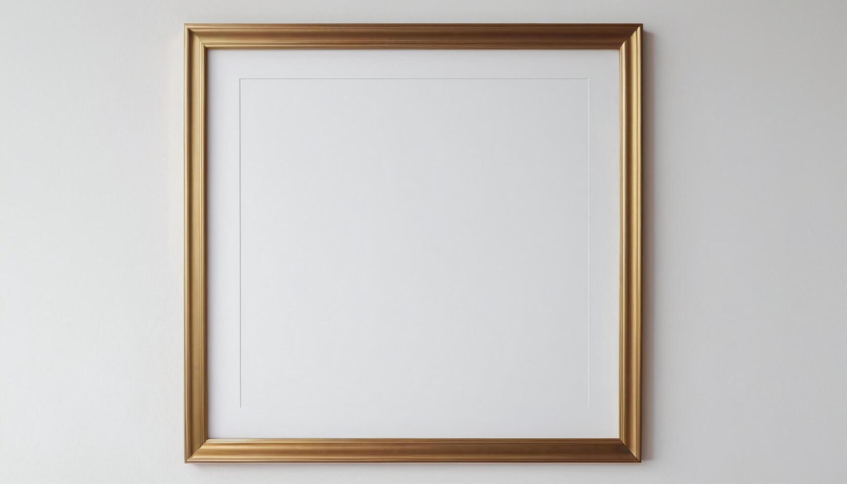 Blank picture frame on white wall mockup template photo