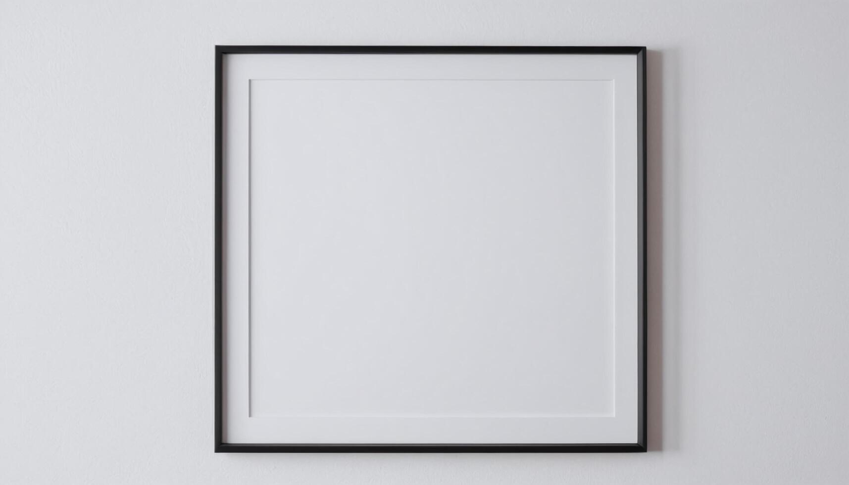 Blank picture frame on white wall mockup template photo