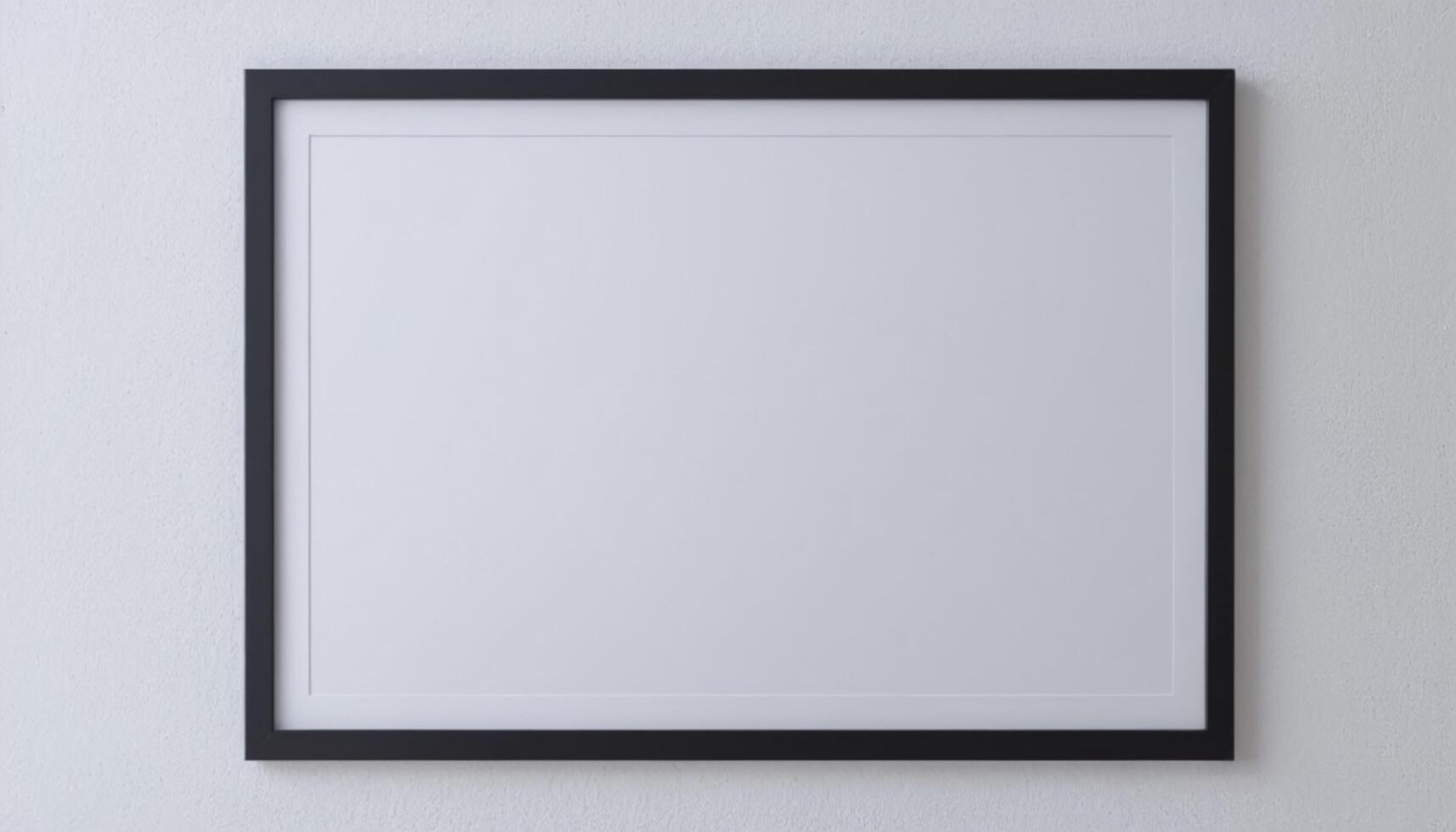 Blank picture frame on white wall mockup template photo