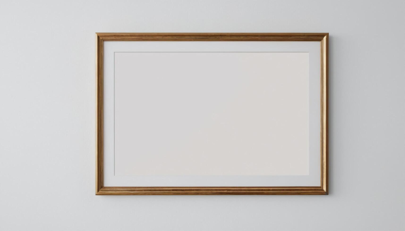 Blank picture frame on white wall mockup template photo