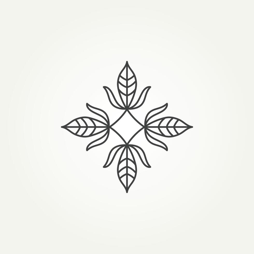 minimalist witch's knot with leaves line art icon logo illustration design. simple modern wicca symbol and power of four elements concept vector