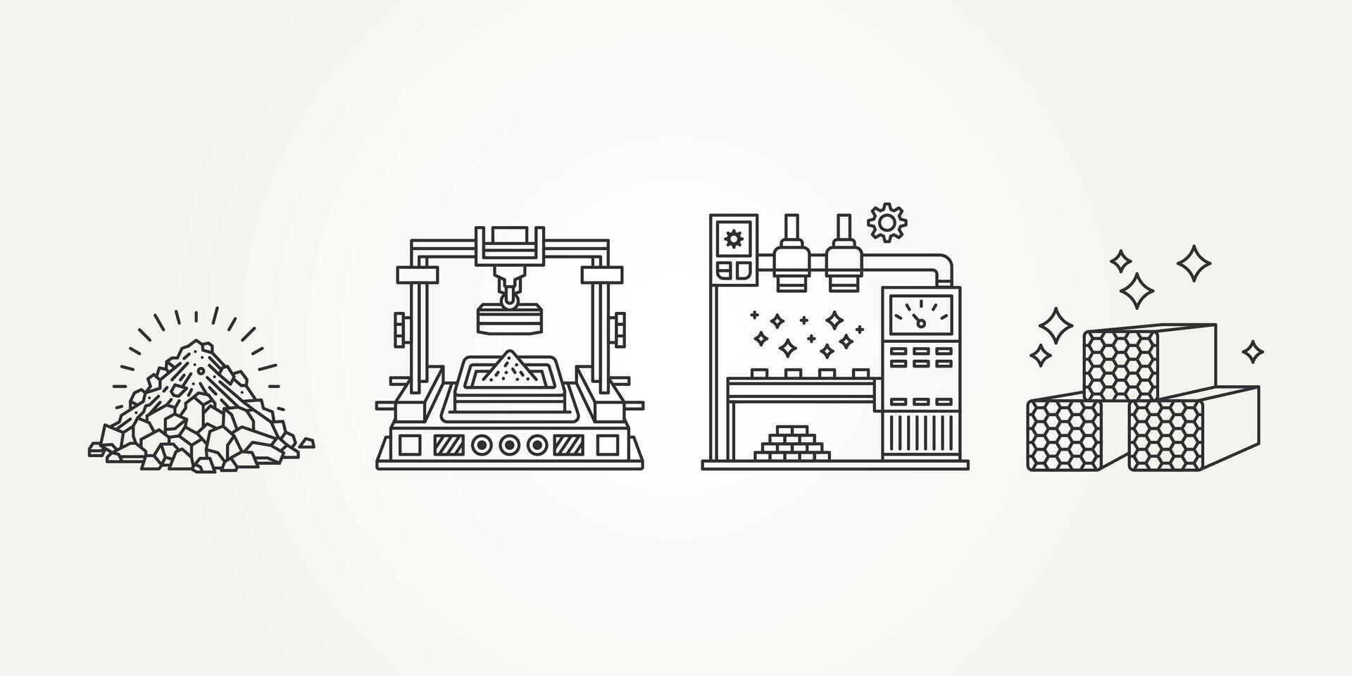 minimalist metal steel manufacturing process line art icon logo illustration design. simple modern process, production, factory logo concept vector