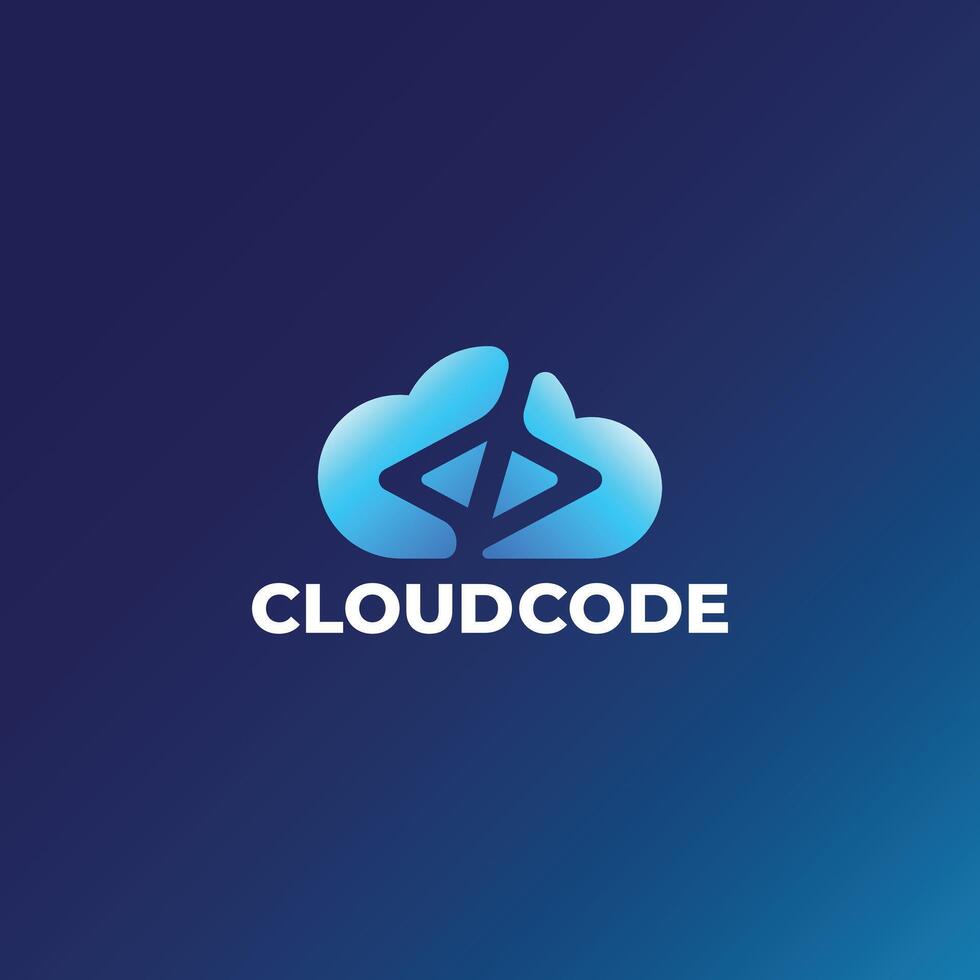 minimalist cloud coding label logo illustration design. simple modern coding, programmer, developer logo concept vector