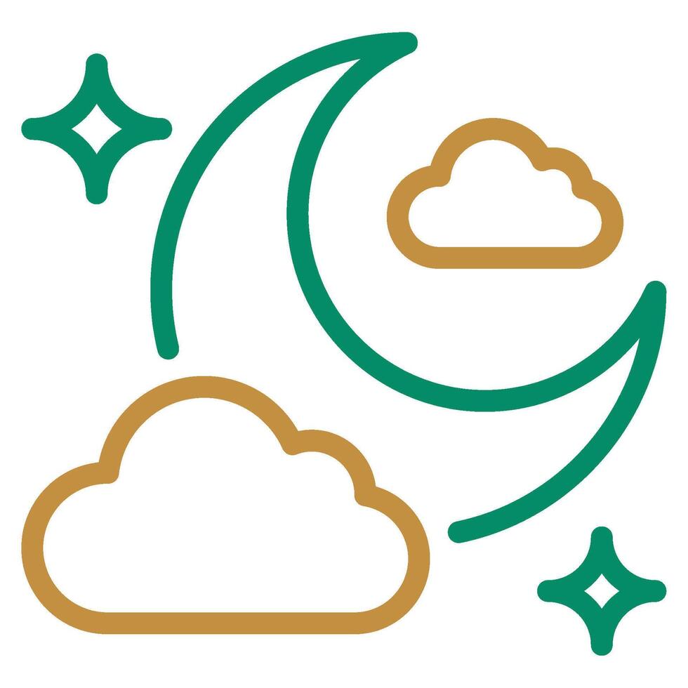 Moon Sighting icon outline color style vector