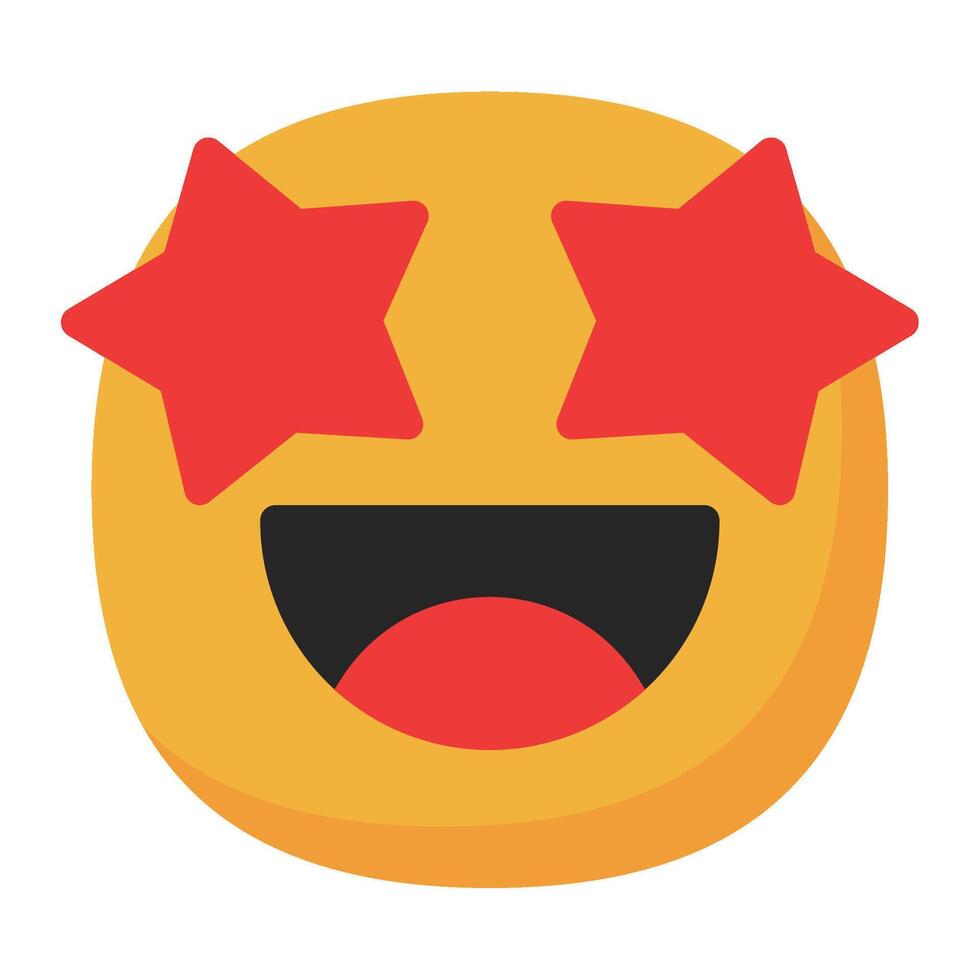 Excited icon flat style vector