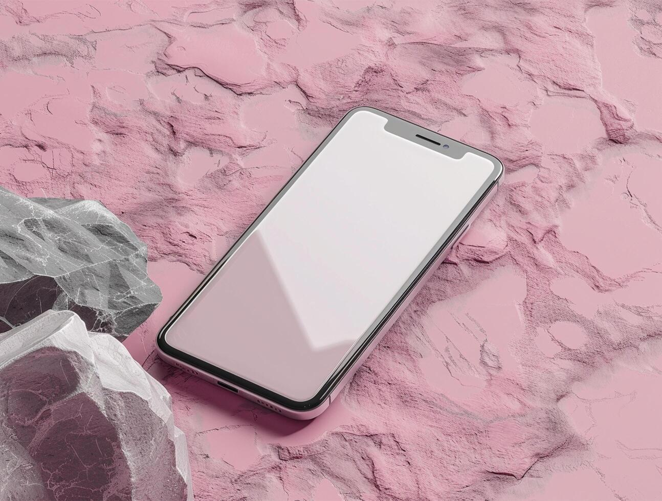 3D blank smartphone screen display for mockup photo