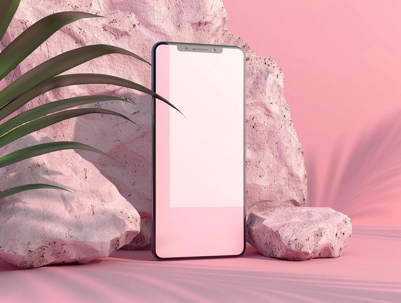 3D blank smartphone screen display for mockup photo
