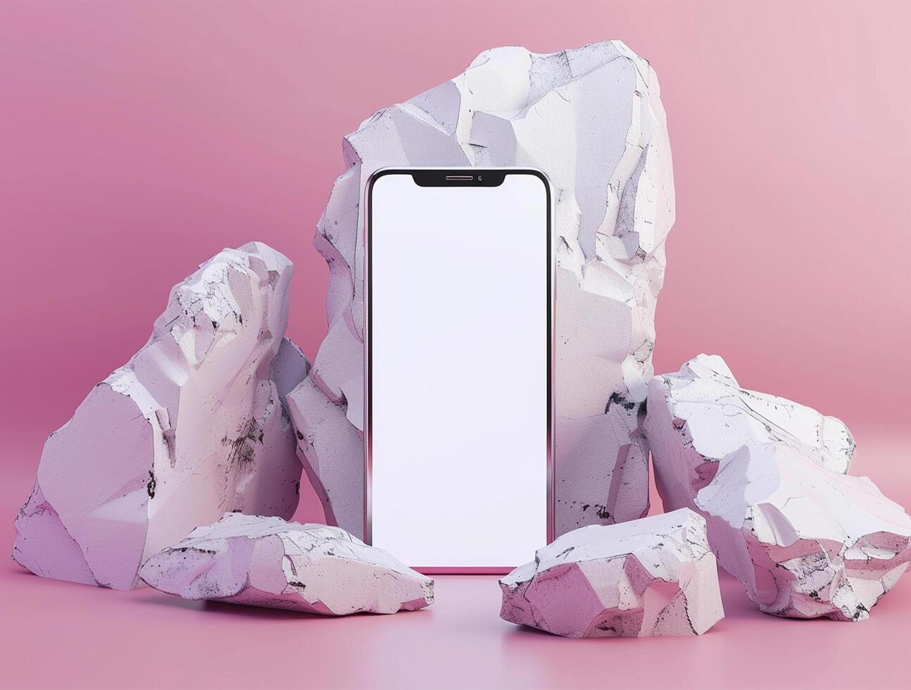 3D blank smartphone screen display for mockup photo