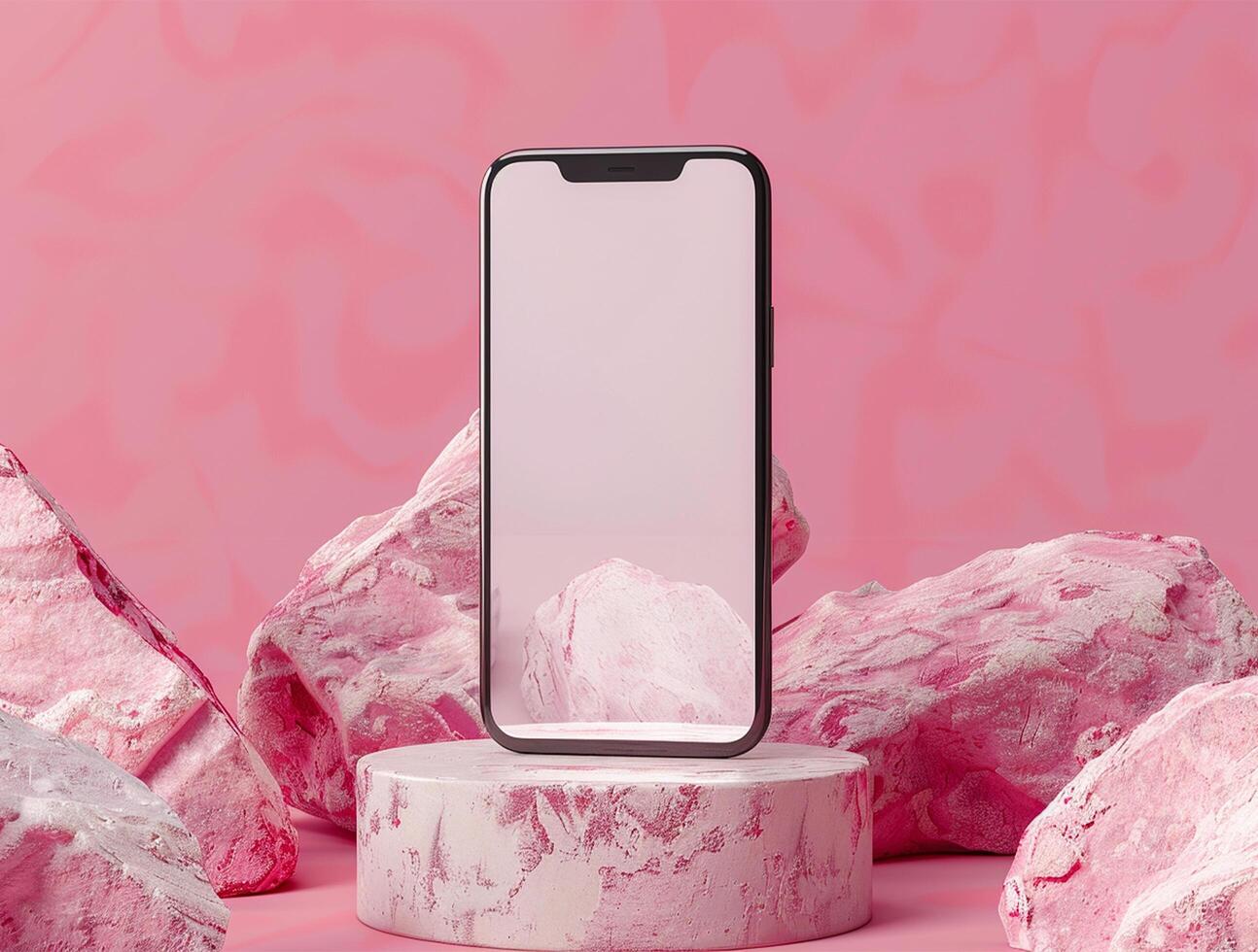 3D blank smartphone screen display for mockup photo