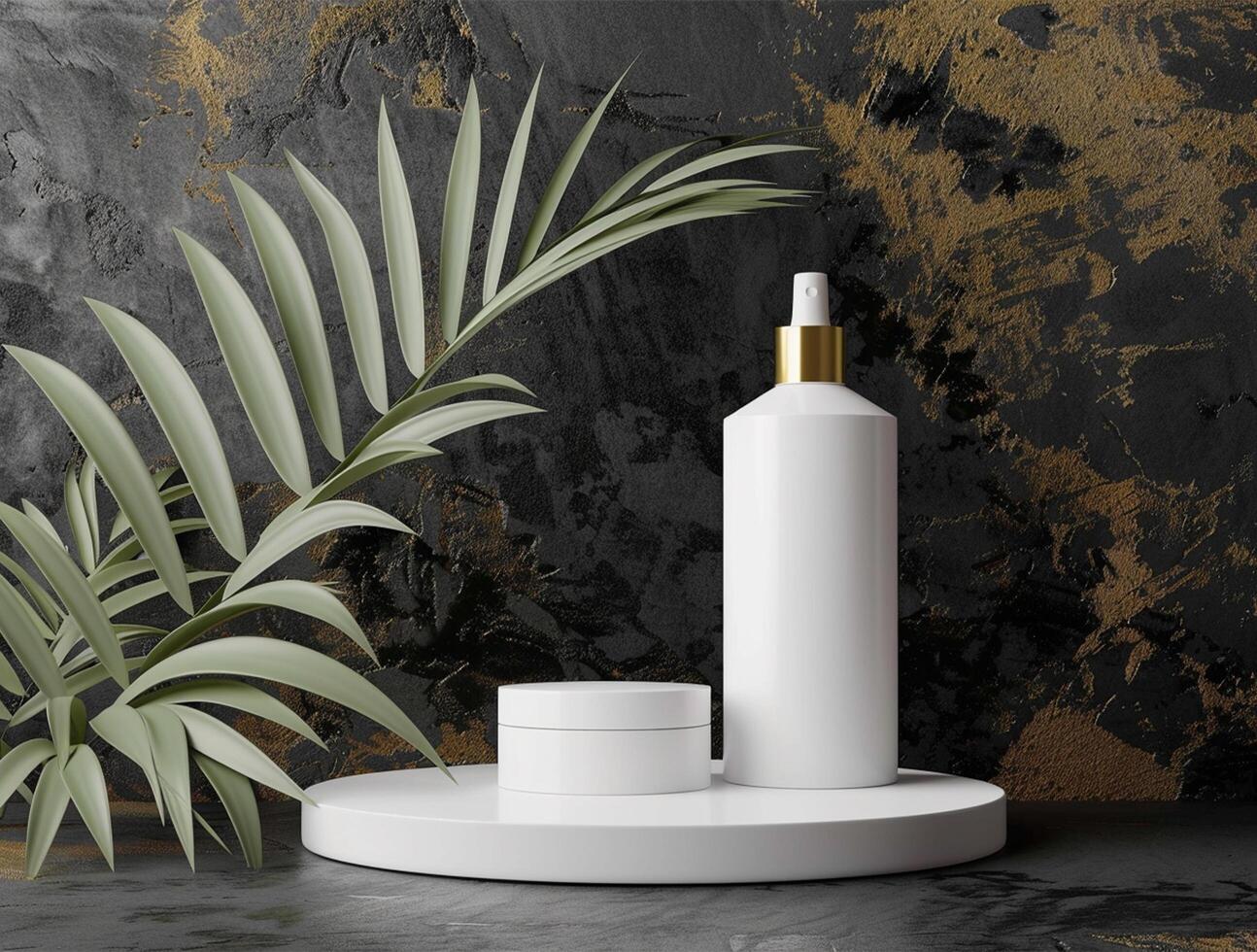 blank white cosmetic bottle luxury background for mockup photo