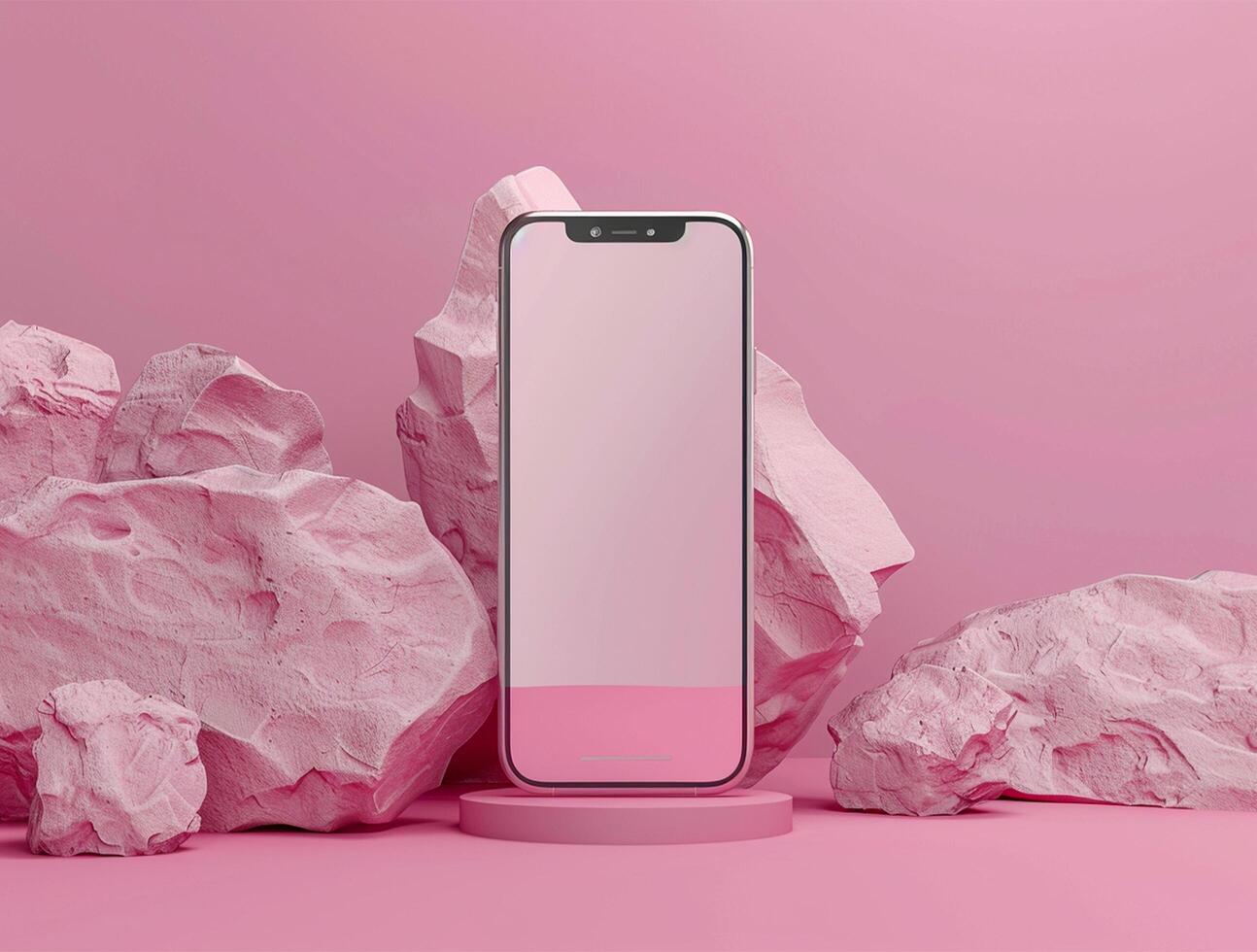 3D blank smartphone screen display for mockup photo