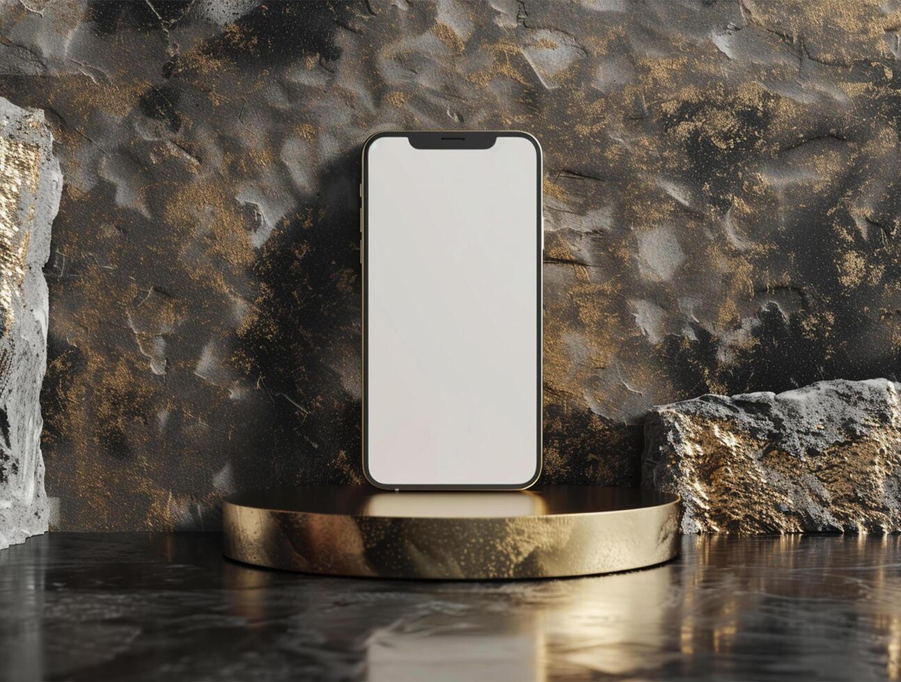 3D blank smartphone screen display for mockup photo