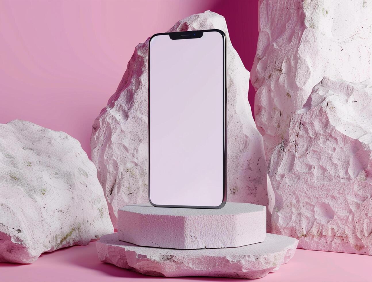 3D blank smartphone screen display for mockup photo