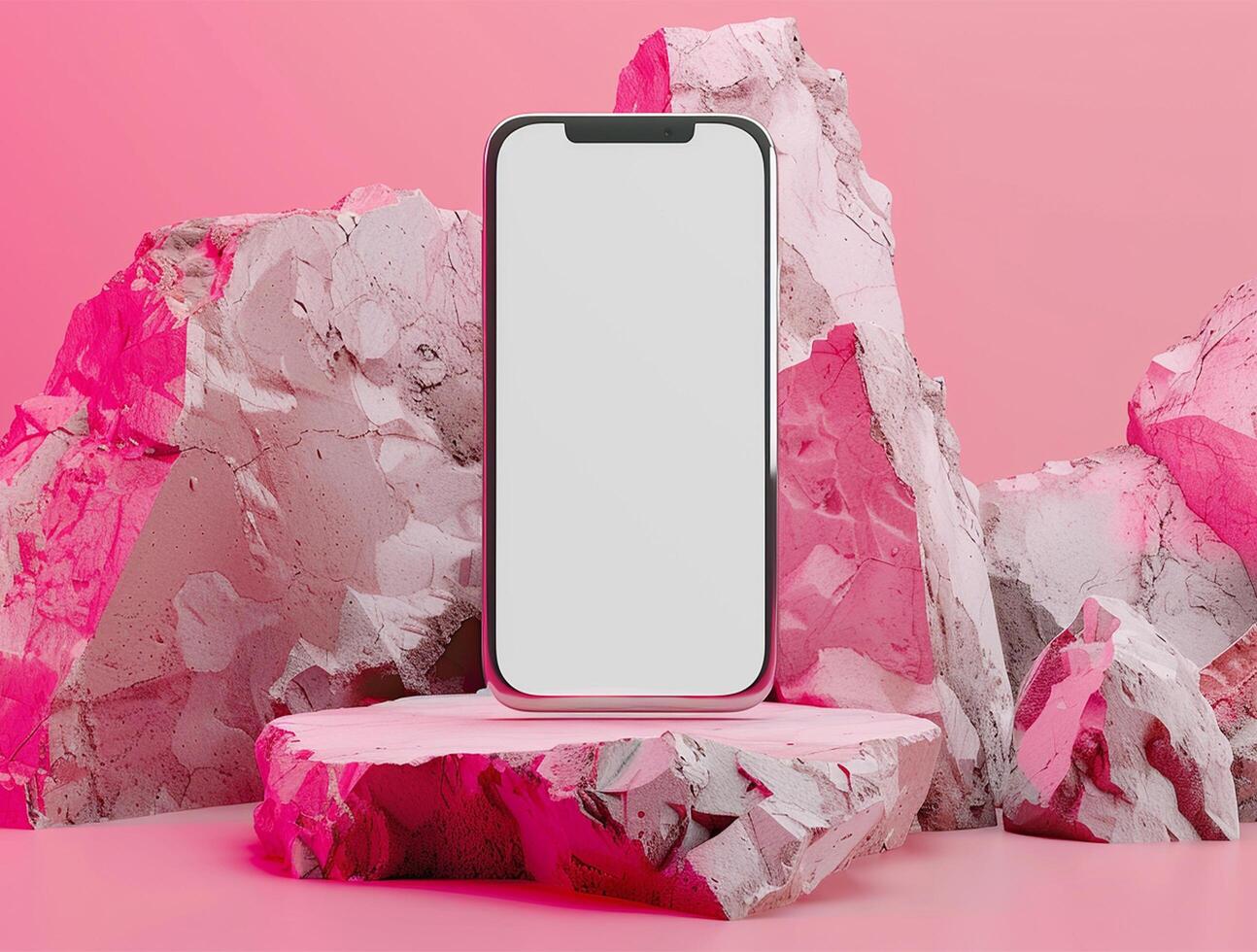 3D blank smartphone screen display for mockup photo