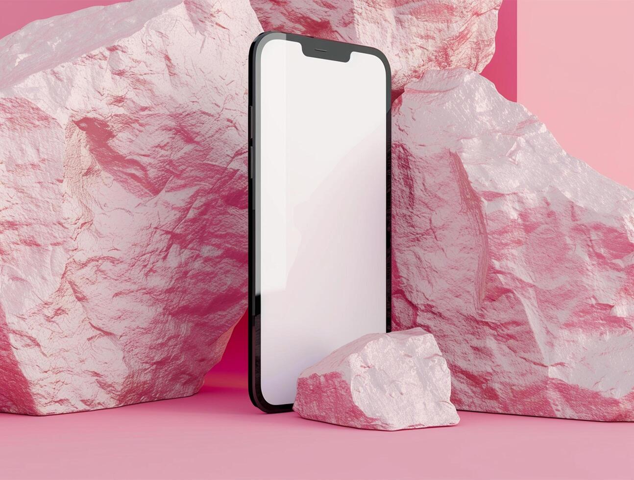 3D blank smartphone screen display for mockup photo