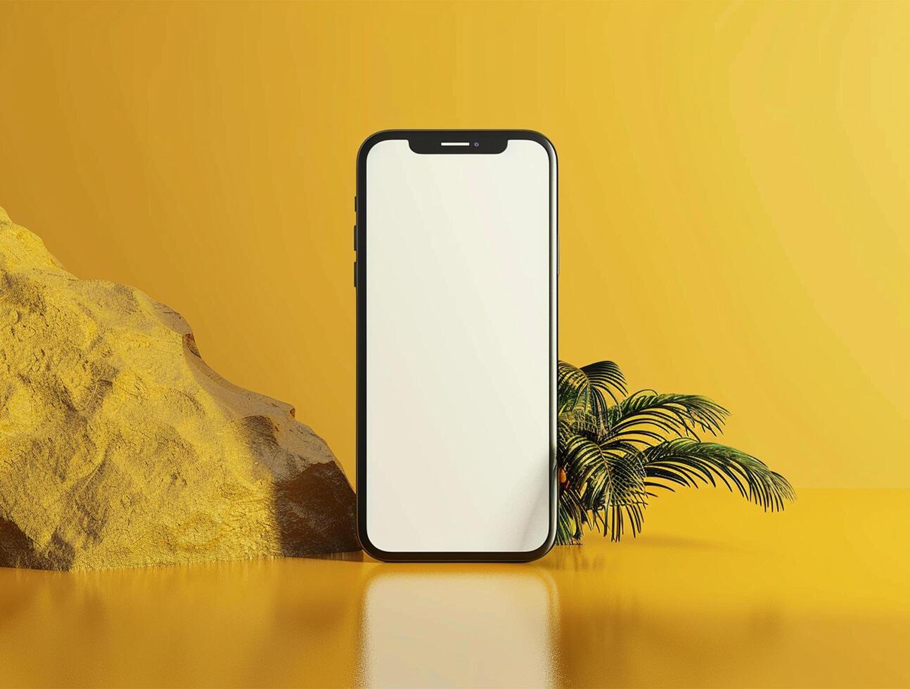 3D blank smartphone screen display for mockup photo