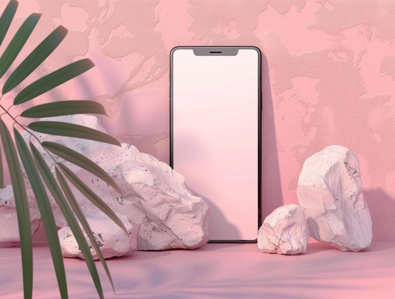 3D blank smartphone screen display for mockup photo