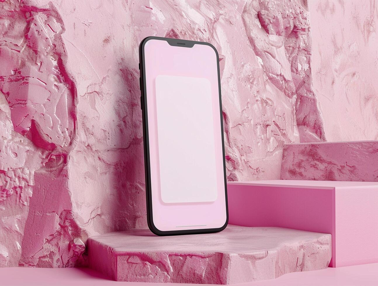 3D blank smartphone screen display for mockup photo