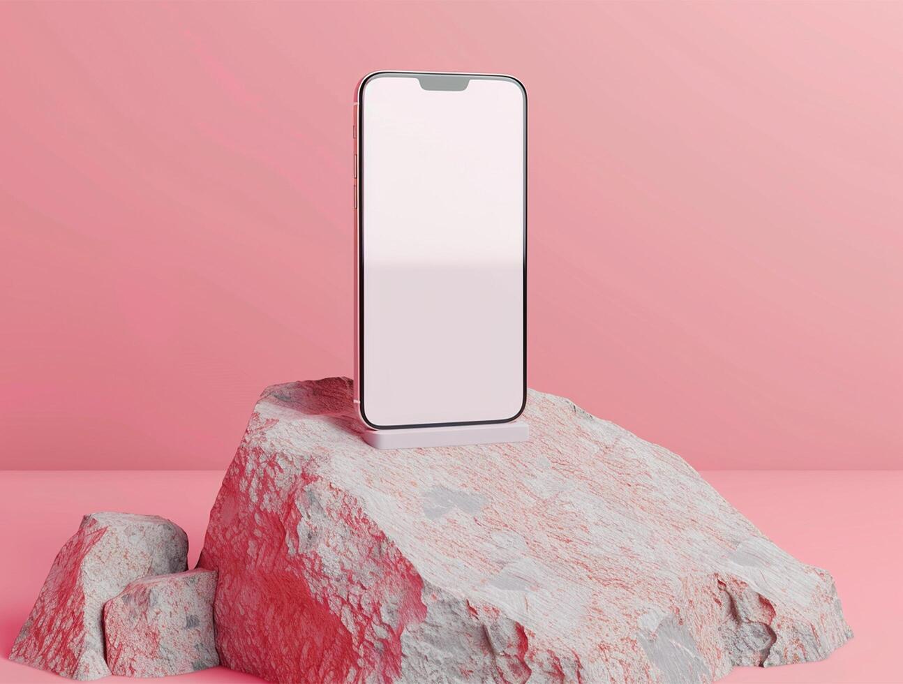 3D blank smartphone screen display for mockup photo