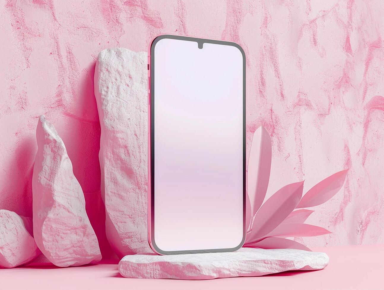 3D blank smartphone screen display for mockup photo