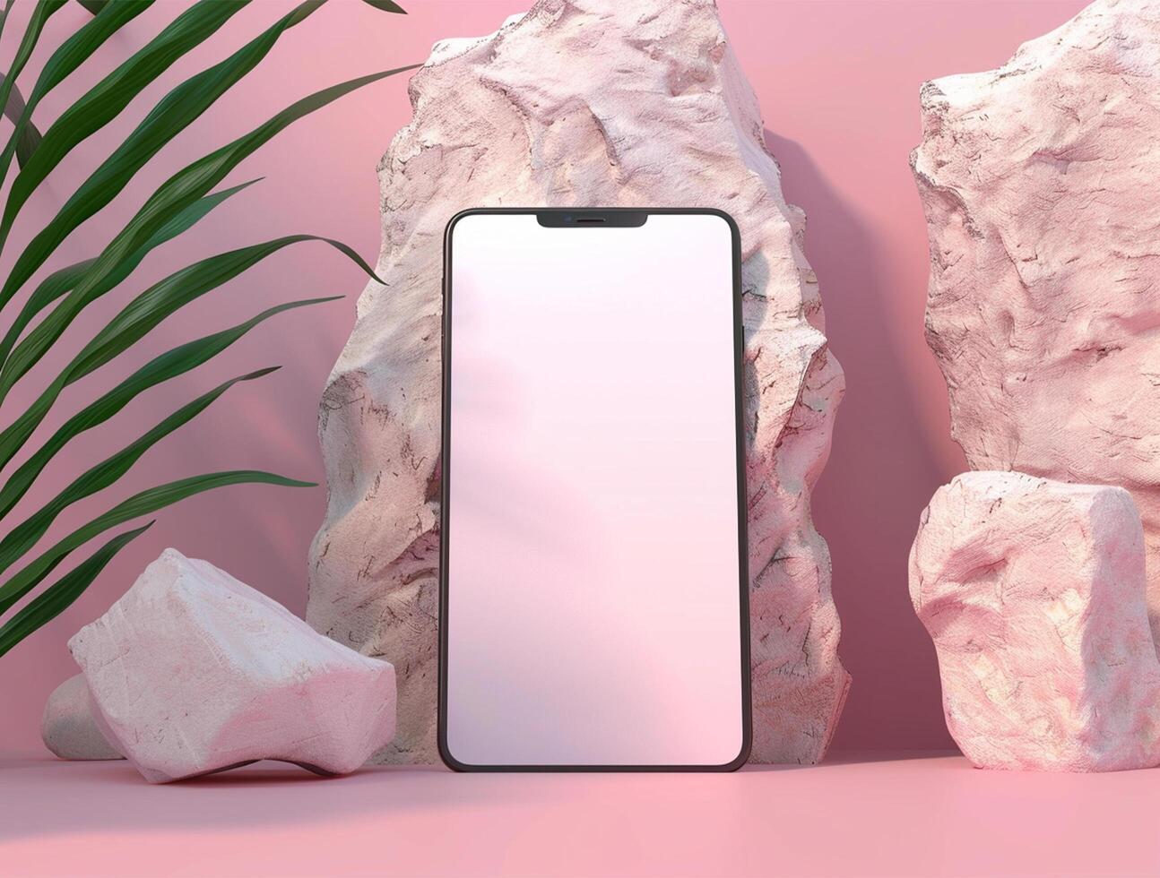 3D blank smartphone screen display for mockup photo
