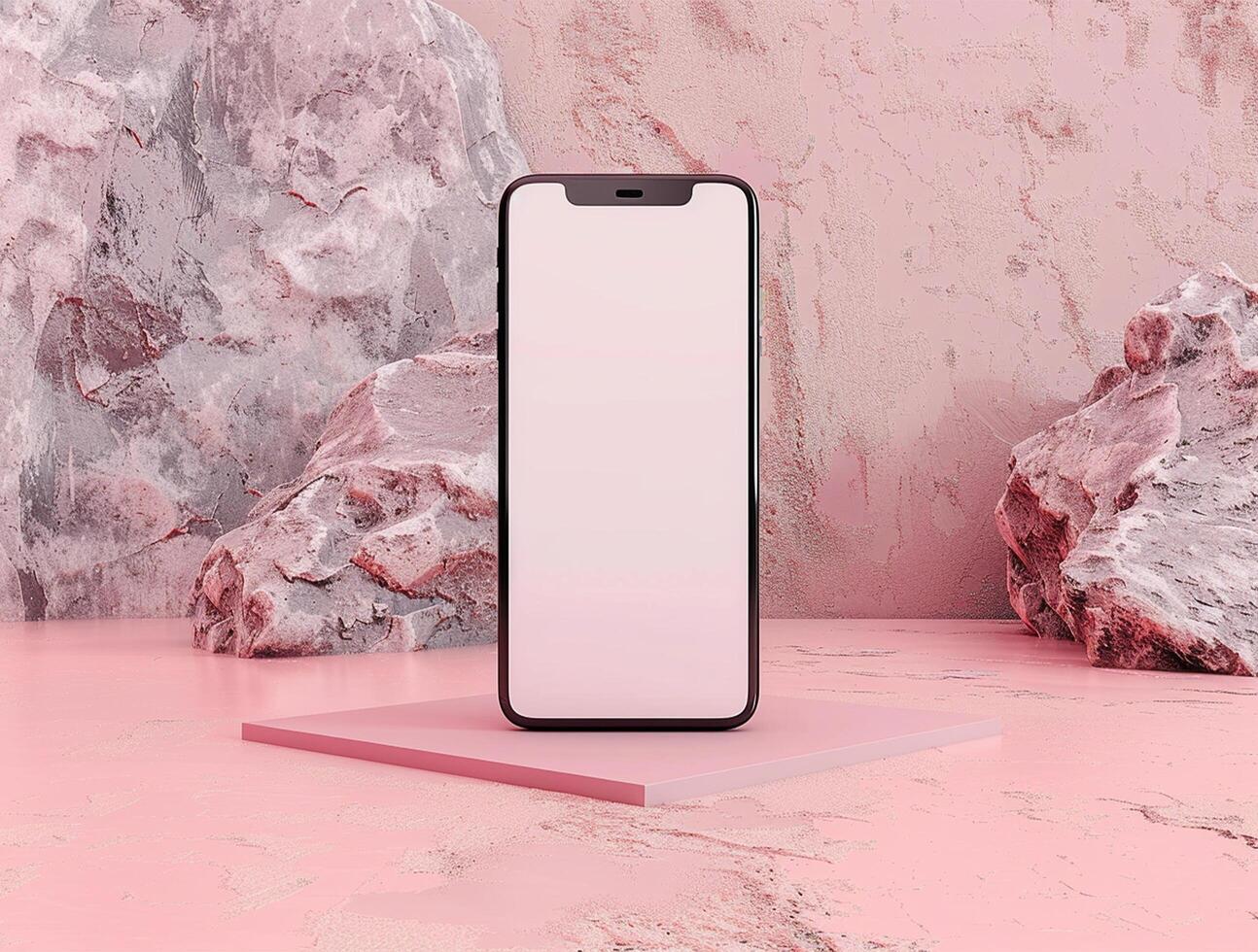 3D blank smartphone screen display for mockup photo