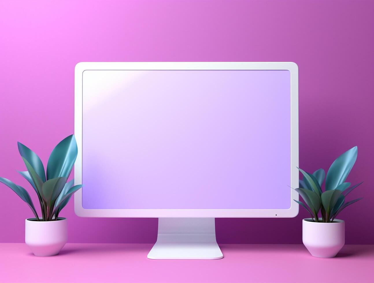 Desktop with white screen computer for mockup photo