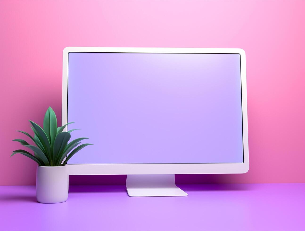 Desktop with white screen computer for mockup photo