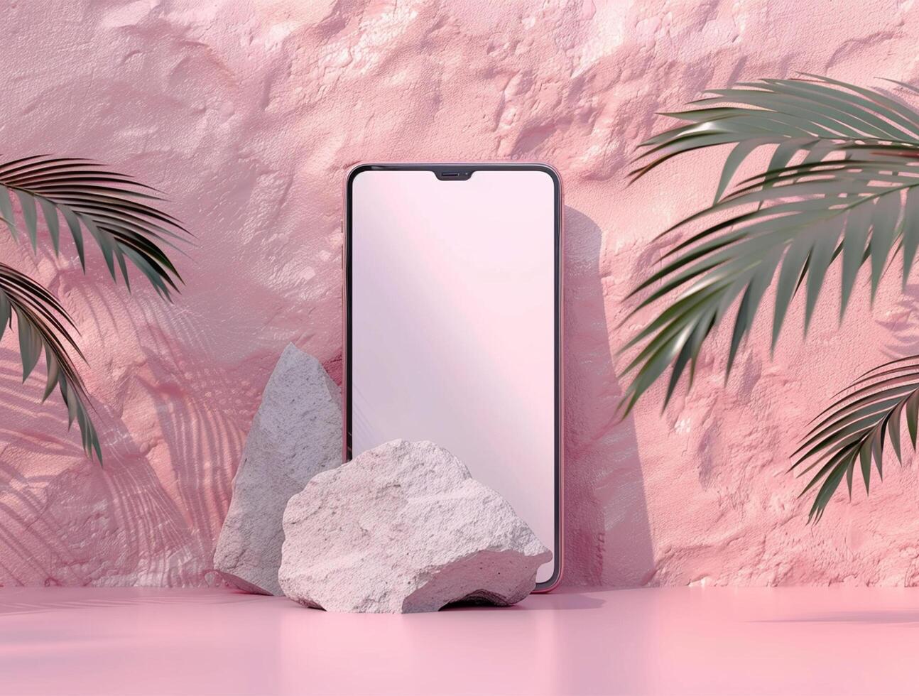 3D blank smartphone screen display for mockup photo