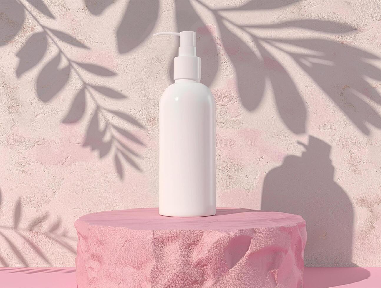 3D blank cosmetic bottle with luxury background for mockup photo