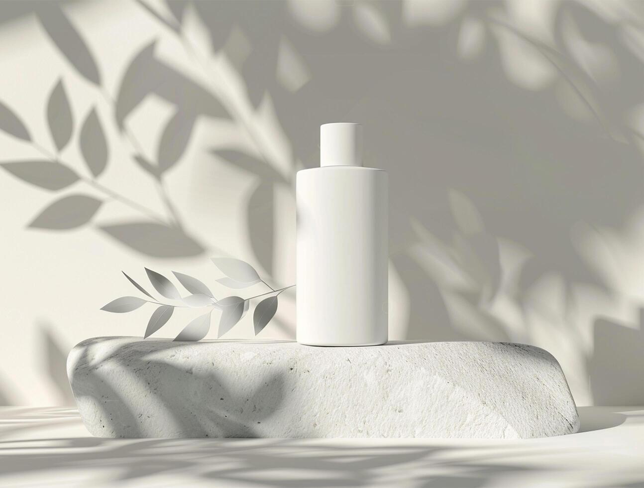 3D blank cosmetic bottle with luxury background for mockup photo