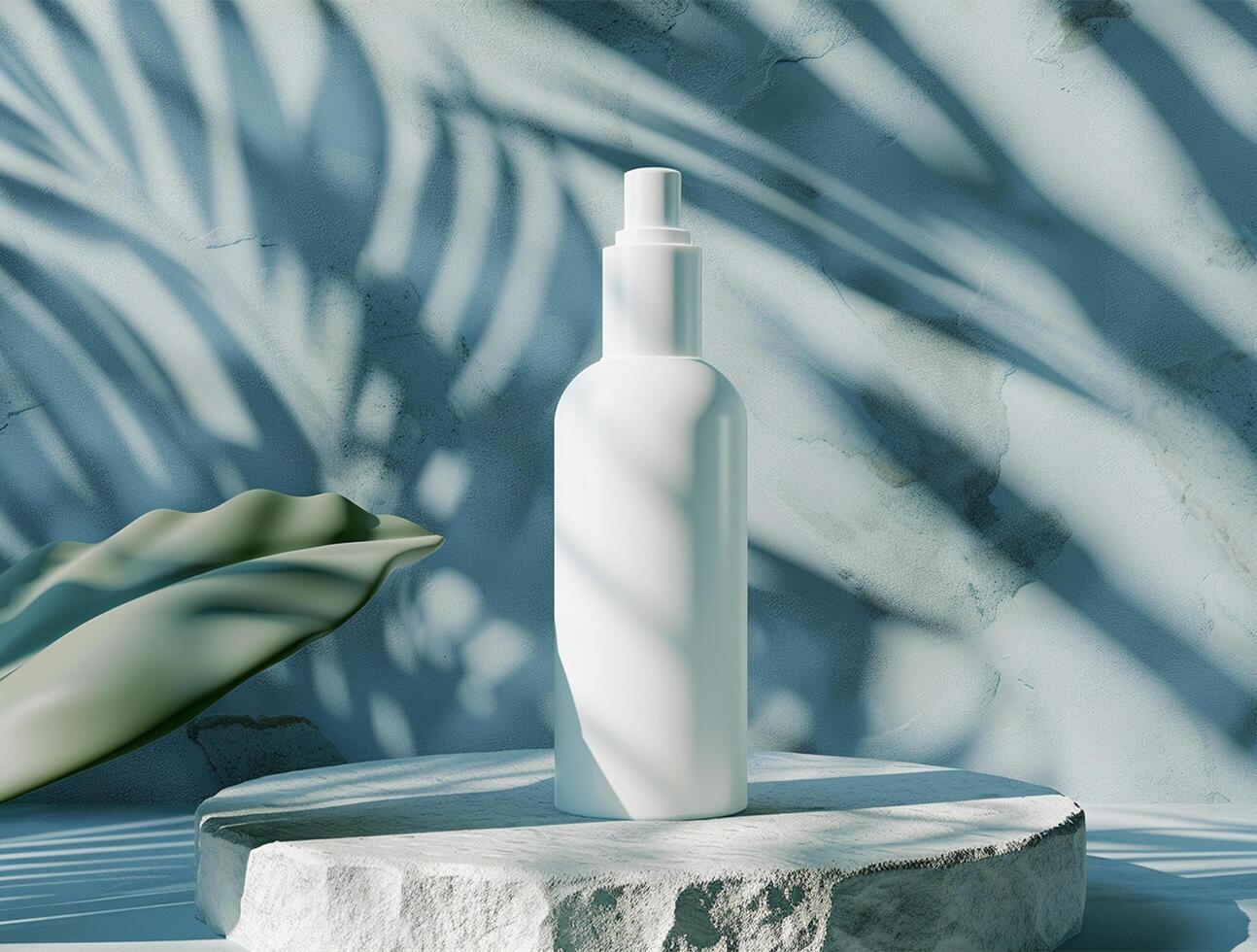 3D blank cosmetic bottle with luxury background for mockup photo