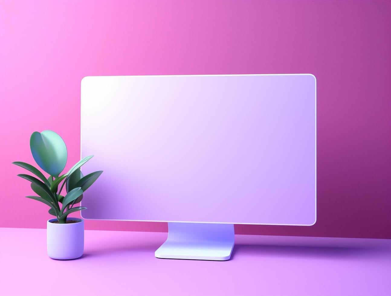 Desktop with white screen computer for mockup photo