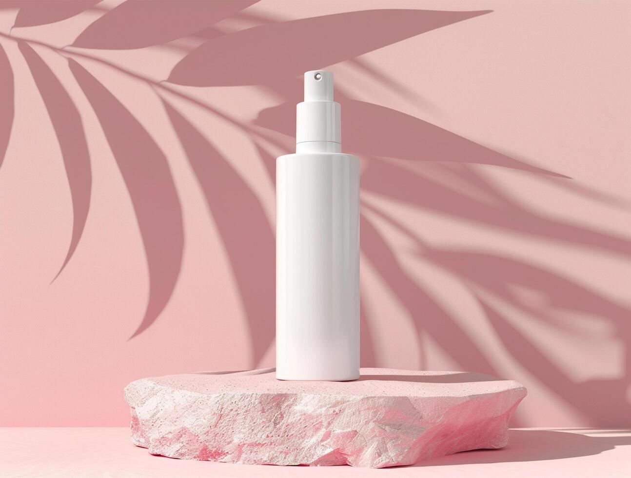 3D blank cosmetic bottle with luxury background for mockup photo