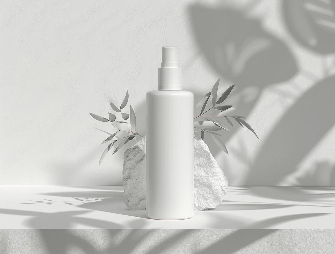 3D blank cosmetic bottle with luxury background for mockup photo