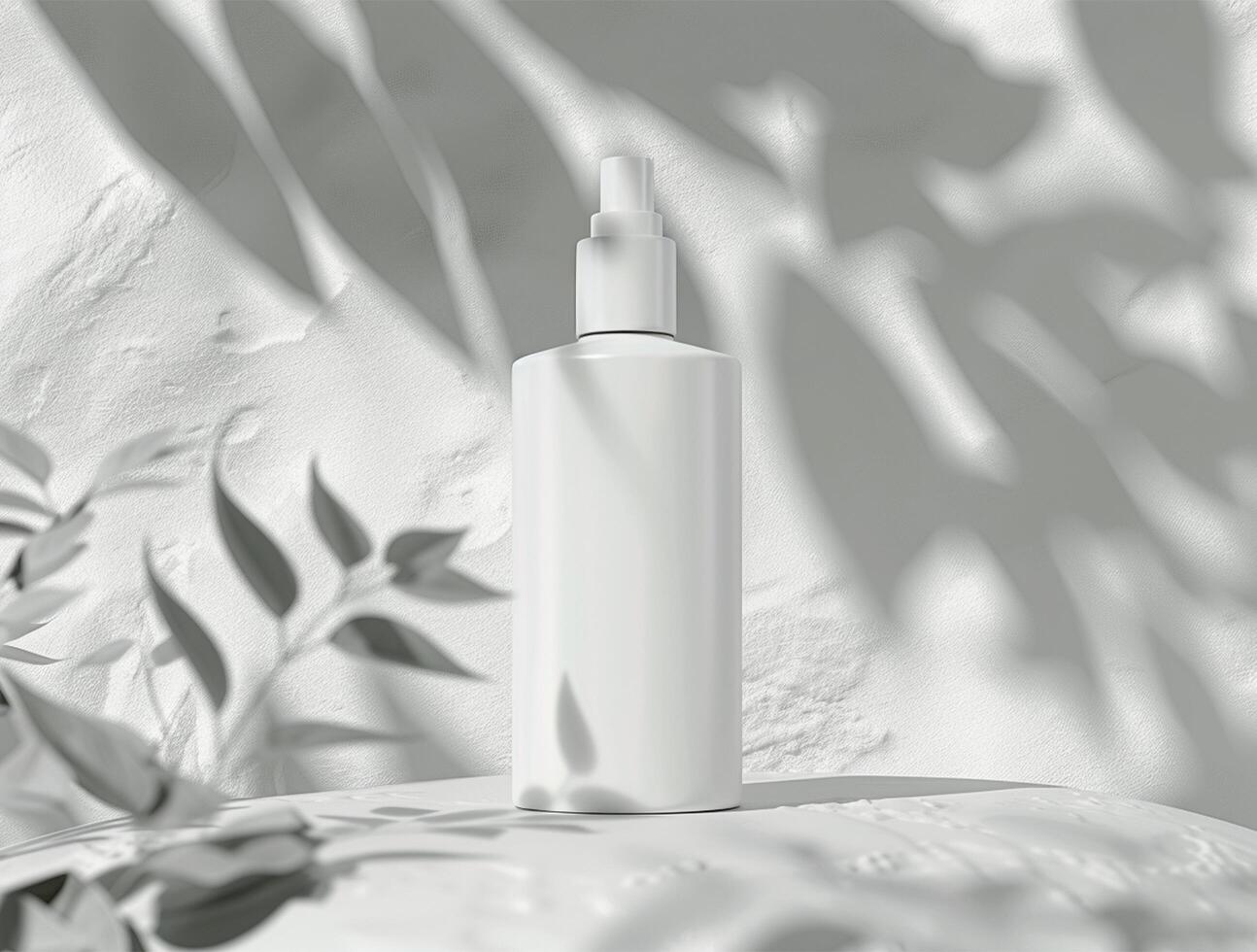 3D blank cosmetic bottle with luxury background for mockup photo