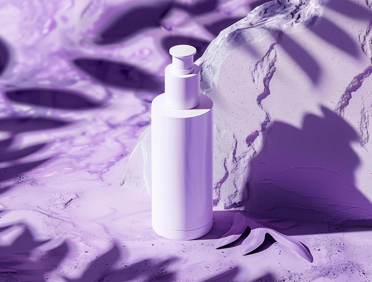 3D blank cosmetic bottle with luxury background for mockup photo