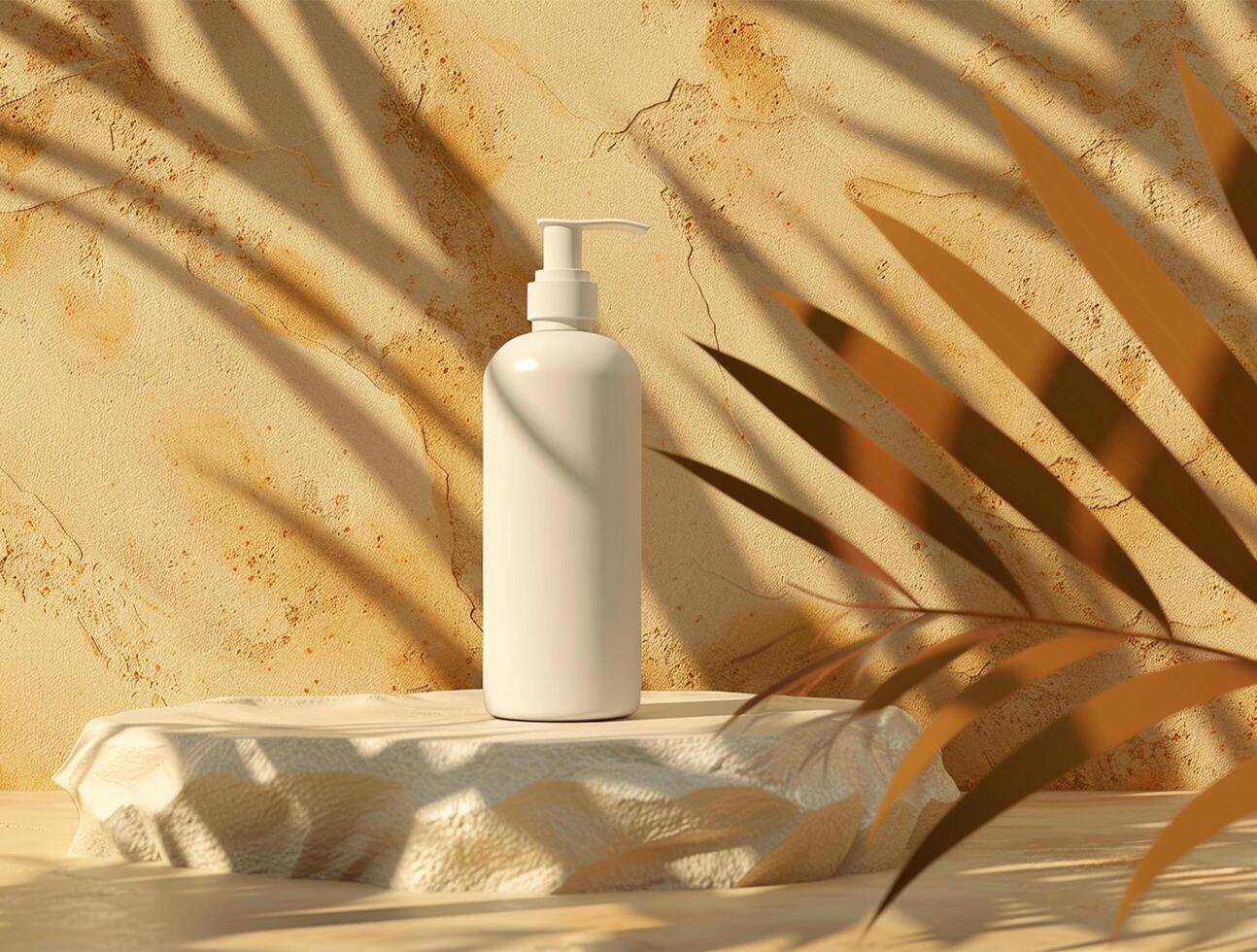 3D blank cosmetic bottle with luxury background for mockup photo