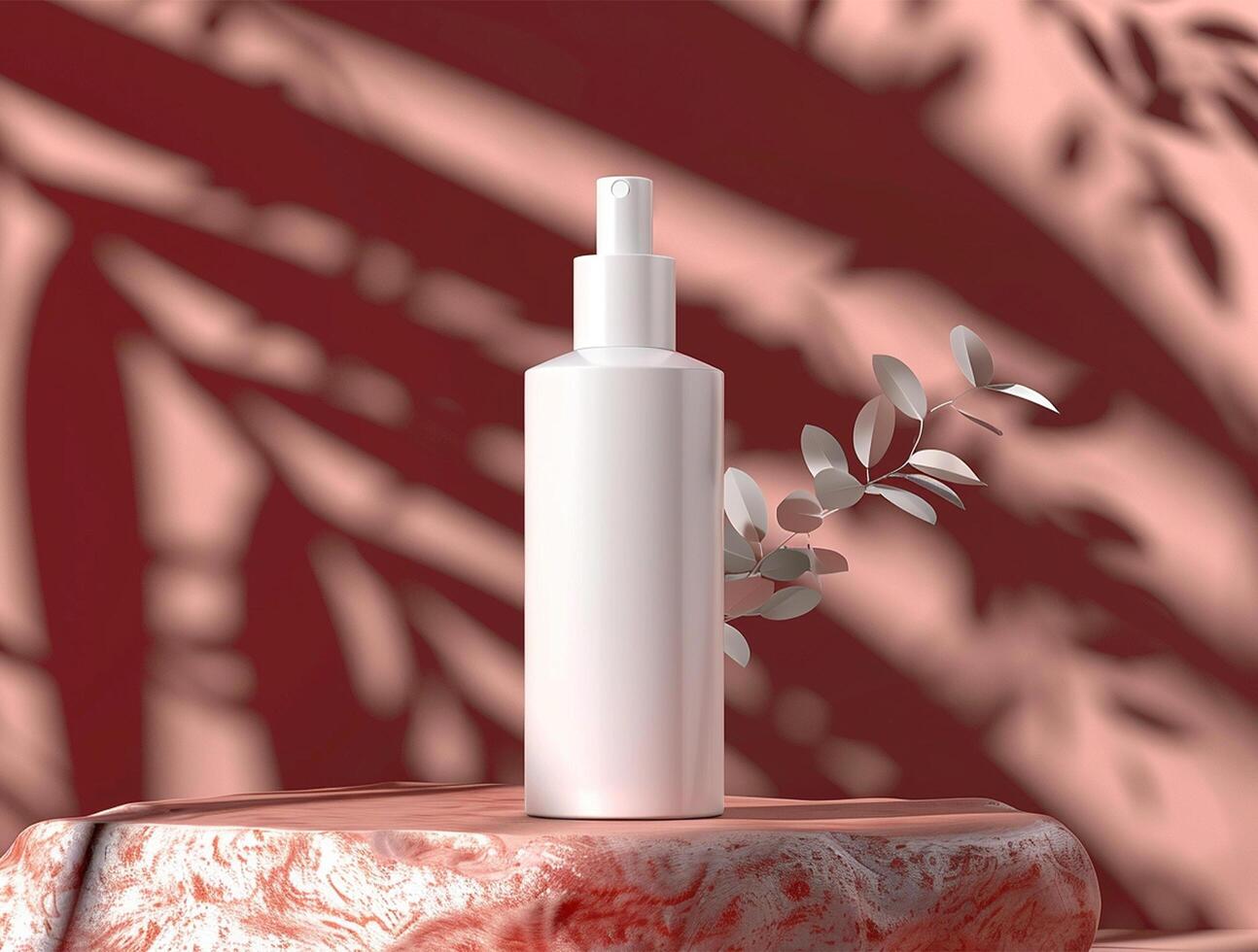 3D blank cosmetic bottle with luxury background for mockup photo