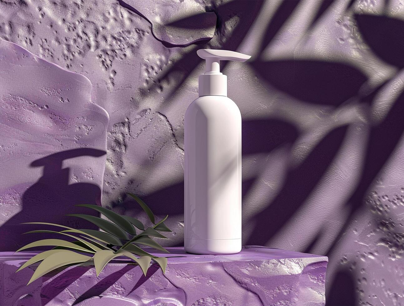 3D blank cosmetic bottle with luxury background for mockup photo