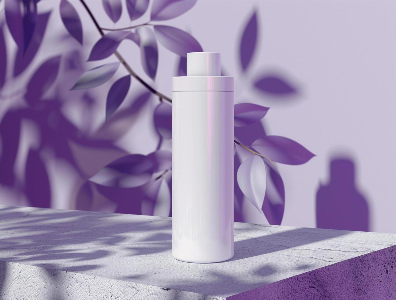 3D blank cosmetic bottle with luxury background for mockup photo