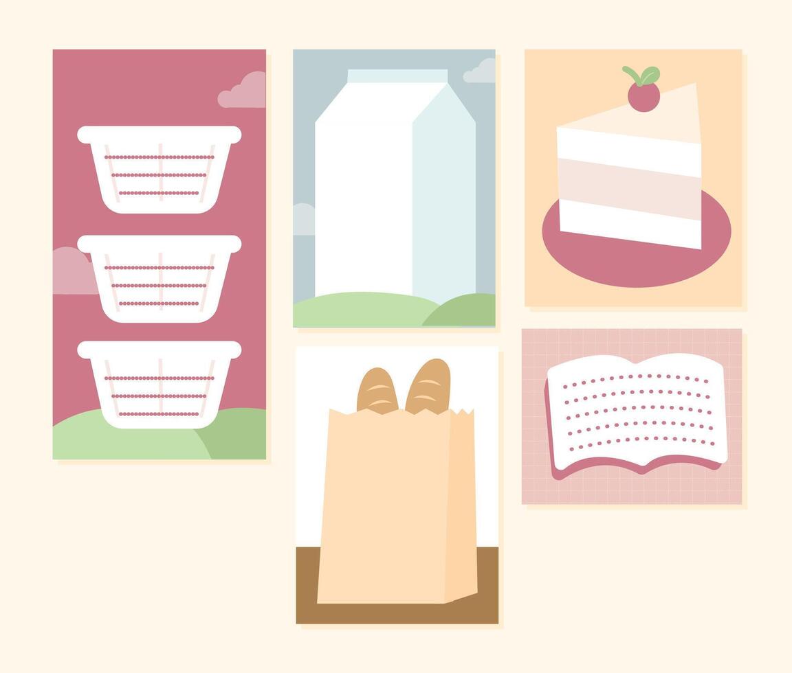 Cute Note Designs for Journaling. Whimsical and Inspirational. Sticker, Sticky note, to do list, weekly, goals vector