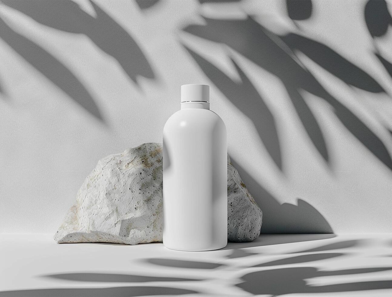 3D blank cosmetic bottle with luxury background for mockup photo