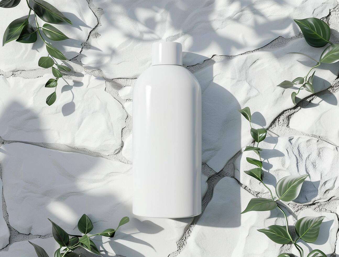 3D blank cosmetic bottle with luxury background for mockup photo